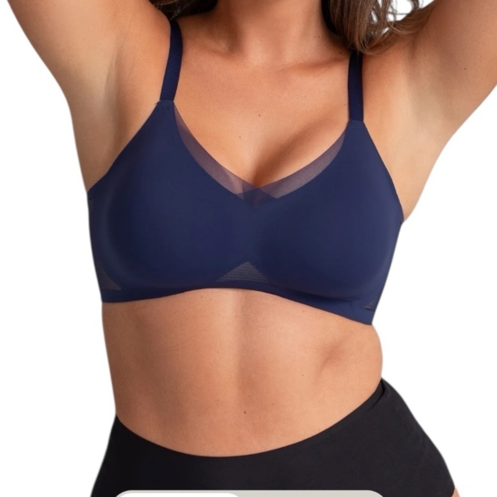Honeylove - CrossOver Bra Navy Blue Wireless Support Bra Sz M